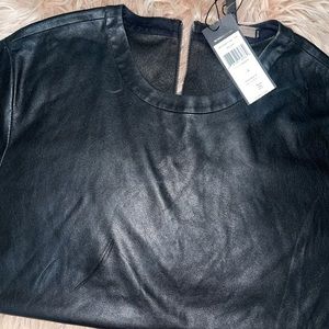 BCBG faux leather top